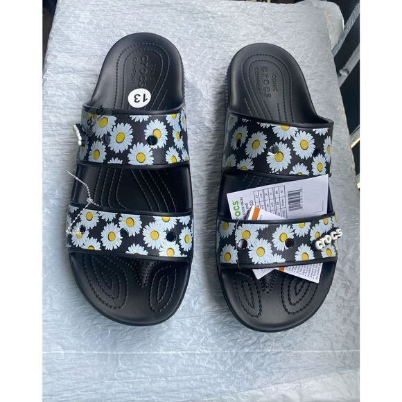 Crocs Men's Classic Sandal Slide Black Daisy Sz13 US - Picture 8 of 9